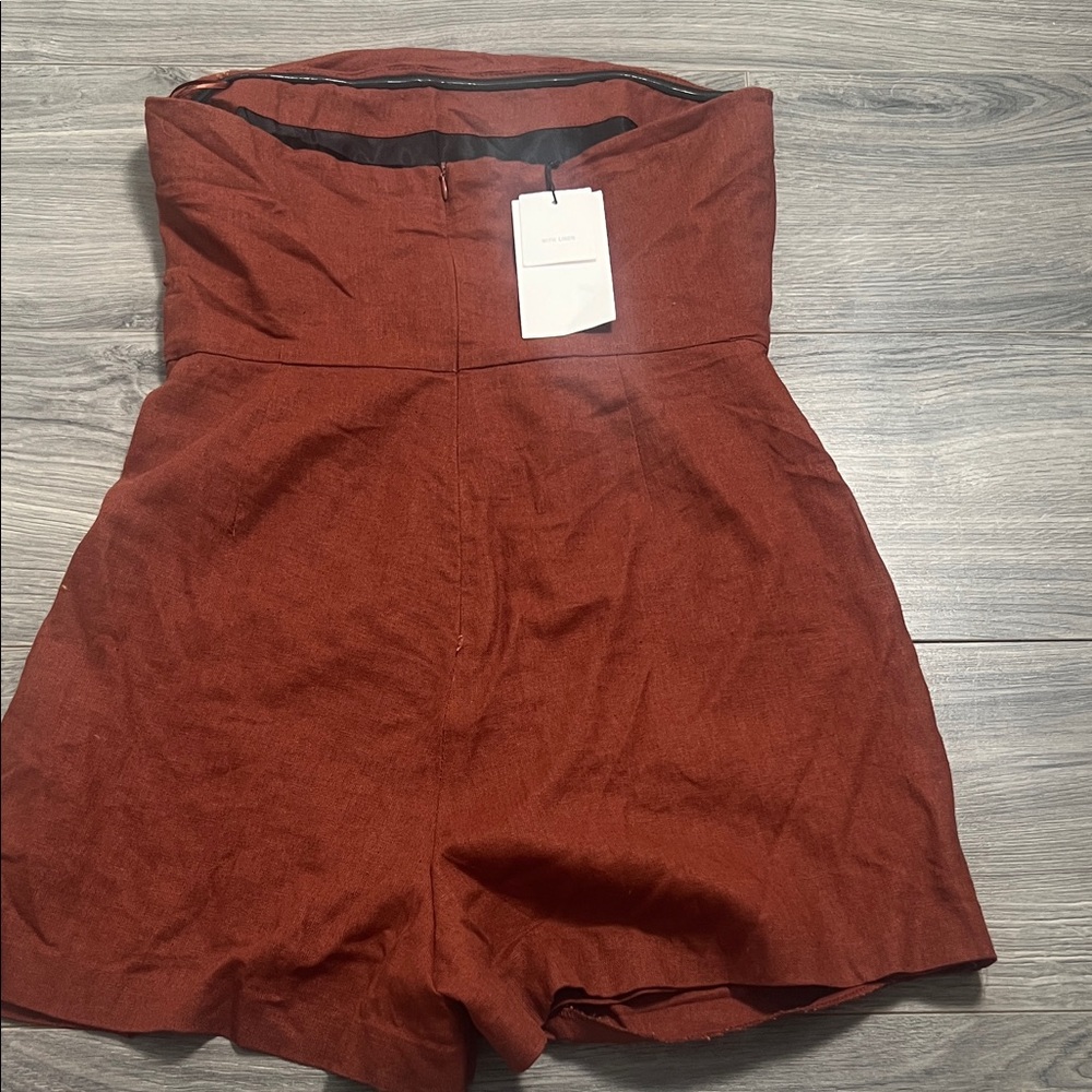 Zara Elegant linen Strapless Rust jumpsuit - Picture 7 of 16